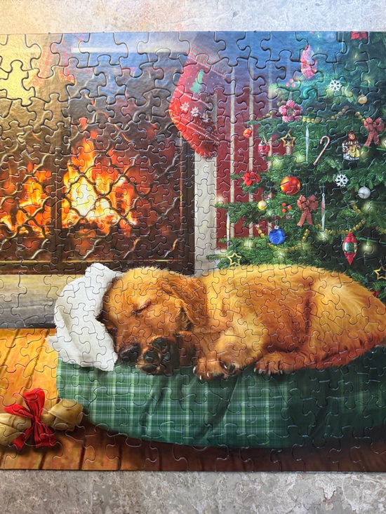 Springbok Other - Holiday Dog Puzzle featuring Sleeping Puppy in Green Bed